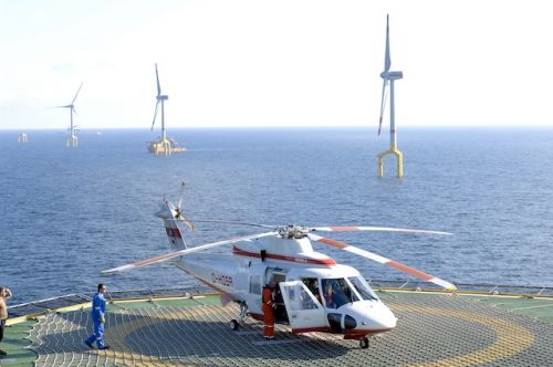 Вид BARD Offshore 1 с&nbsp;платформы HVDC конвертора